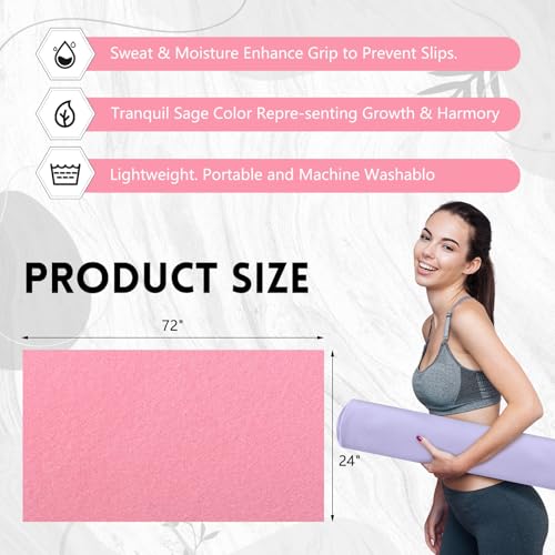 Breling 4 Pack 72" x 24" Hot Yoga Towel Non Slip Microfiber Mat Towel Sweat Absorbent Soft Pilates Mat Essentials for Hot Yoga Pilates Exercise(Purple, Pink, Blue, White) - color: Purple, Pink, Blue, White