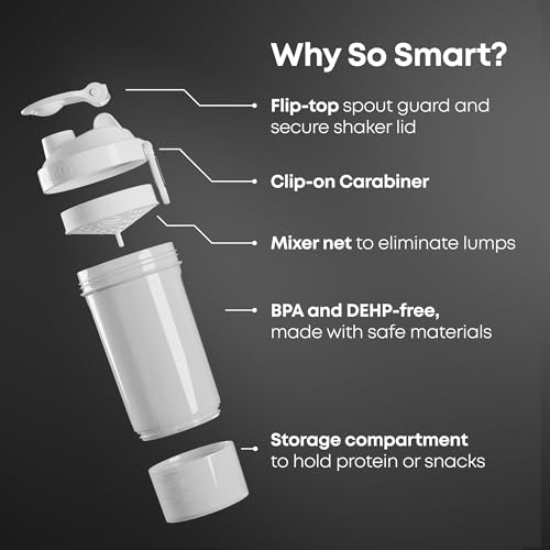 Smartshake O2GO ONE 800 ml/27 oz Protein Shaker Bottle | Silent Mixing | Leak-Proof Shaker Bottle | Shaker Cups For Protein Shakes | Gym Shaker Bottle | Durable, BPA-Free, Dishwasher Safe | Mist Gray - color: Mist Gray