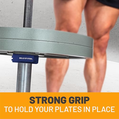 Magnetic Barbell Collars [Bells of Steel] Version 2.0 Premium Weight Bar Clamps, Quick Release Barbell Clips, Olympic Barbell Clamps, High-Strength Nylon Gym Clips, Pair, Blue - color: Blue V.2