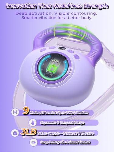Vibration Kettlebell – 3LB Golden Weight Ideal for Women’s Fat Loss, Body Sculpting & Lymphatic Drainage – Slimming Vibration Exercise Machine for Toning, Circulation & Daily Home Workouts - color: Purple, 1PCS