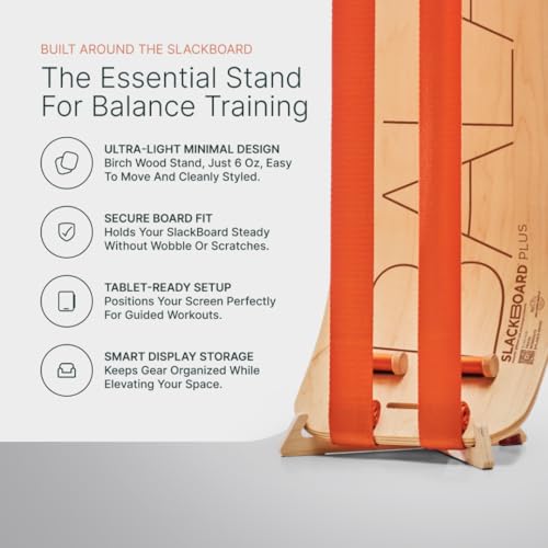 GIBBON SlackBoard, Balance Board Kids & Adults, Slackline Balance Trainer | 1 & 2 Line Options, Slack Board, Core Workout Equipment, Home Gym Training, Standing Desk Exercise, Yoga, Agility, Pilates - color: Moon with Stand