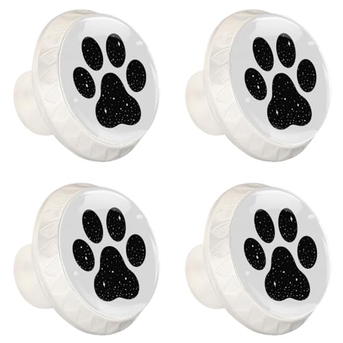 4 Pack White Cabinet Knobs, Dog Paw Footprint Drawer Handles for Cabinets, Dresser, Cupboard, Bathroom, Bedroom, Kitchen Hardware Closet Door Knob - color: Dog Paw Footprint