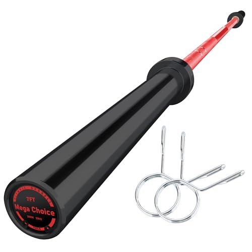 7FT/4 ft Home Gym Barbell Bar – 700LB/1500LB/500LB Capacity, Anti-Slip Knurling, Solid Steel, for Weightlifting, Strength Training - color: Red, size: 7FT-700lbs