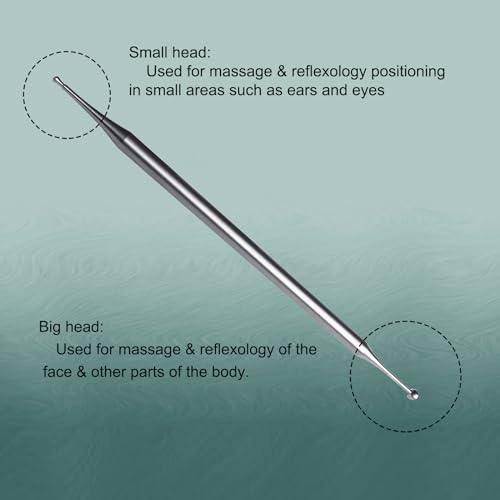 BYYDDIY 6.3inch Stainless Steel Dual Head Facial Reflexology Tools,Ear Massage Tool,Body Point Probe Pen &Trigger Point Massager Tool for Deep Tissue (6.3inch) - style: 6.3 inch