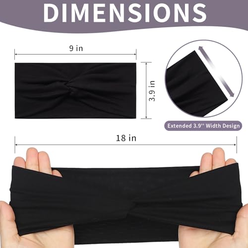 12 Pcs Stretchy Headbands for Women, Absorbed Sport Headband Soft Twist Knotted Hairbands for Daily Life Yoga Workout(Black/Grey/White) - color: Black/Grey/White
