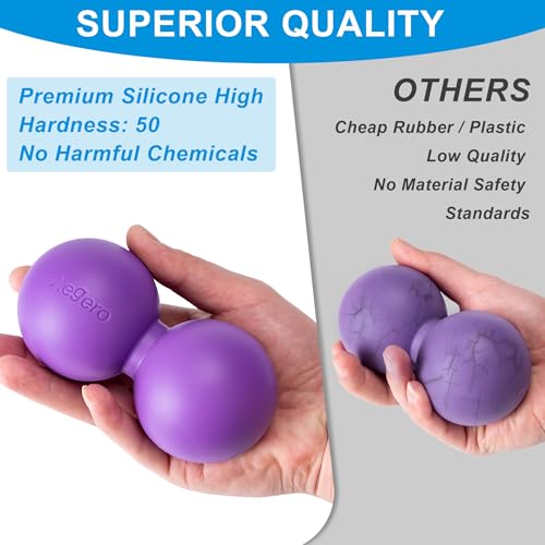 Aegero Peanut Massage Ball-Double Lacrosse Massage Ball, Mobility Ball for Myofascial Release,Yoga Therapy,Trigger Point Therapy,Muscle Knots and Acupoint Massage (Purple Firm Ball) - color: Purple