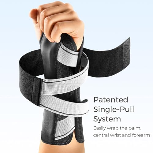 FREETOO Carpal Tunnel Wrist Brace Night Support Fit Right Hand for Work, Pain Relief Wrist Splint for Tendonitis, Arthritis,Sprain, Wrist Immobilizer Fit Women Men for Sleeping (XS, Black/Grey) - size: XS, style: Right-Gray/Black