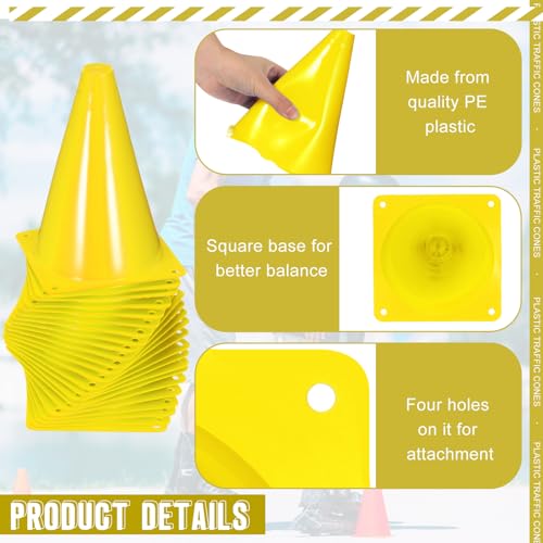 Syhood 30 Pack 7 Inch Plastic Traffic Cones Sports Training Agility Marker Mini Cones for Soccer, Skating, Football, Basketball, Indoor and Outdoor Games Sports Practice Equipment - color: Yellow
