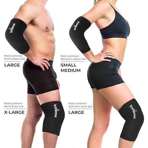 IceSleeve Elbow & Knee Ice Pack Wrap, Reusable Ice Sleeve for Arm & Leg, Flexible Gel Ice Pack for Knee Injuries, Tennis Freeze Sleeve Elbow Compression Wrap, Cold & Heat Therapy, Black XL 1 Pack - color: Black, size: Extra Large