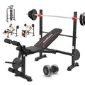 MAIDOMA 1500LBS Foldable 8 IN 1 Weight Bench Set, Adjustable Flat Incline Decline Bench Press with Upgraded Wide Squat Rack and Leg Extension for Full Body Home Gym Workout (US Stock) - color: Dull Black