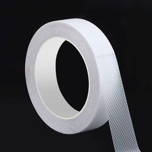 Transparent Rubber Grip Tape, Anti-Slip Waterproof Tape for Indoor & Outdoor, Non-Abrasive Cushion Pad for Handles, Stairs & Daily Use (Clear, 1" x18Ft) - color: Clear