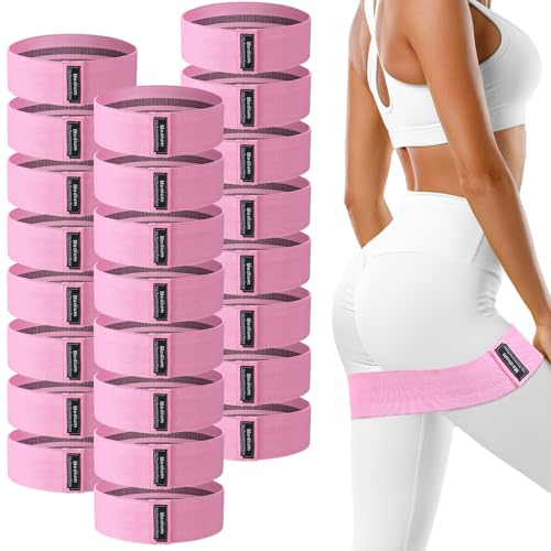 24 Pcs Fabric Resistance Bands for Working Out Strength Exercise Bands for Women Men Resistance Loop for Legs and Butt, Yoga, Pilates, Rehab, Fitness and Home - color: Pink, style: Medium Resistance