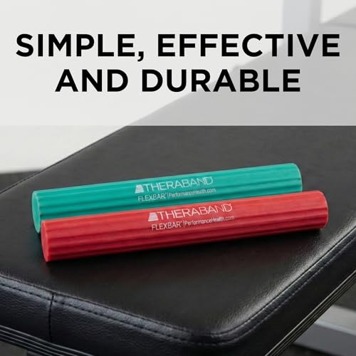 THERABAND FlexBar, Resistance Bars for Tennis Elbow & Grip Strength, Color-Coded Therapy Bars for Tendonitis & Golfer’s Elbow - color: Red/Green, size: 2 Pack