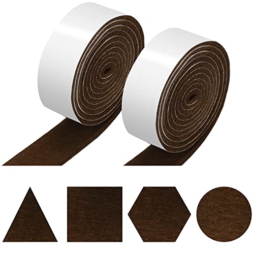 Shappy 2 Packs 120 x 1 x 0.12 Inch Felt Strips with Adhesive Backing Felt Tape Roll Non Slip Self Adhesive Cuttable Furniture Pads for Protecting Hardwood Floors, Chairs, Wall(Dark Brown) - size: 120 x 1 x 0.12 Inch