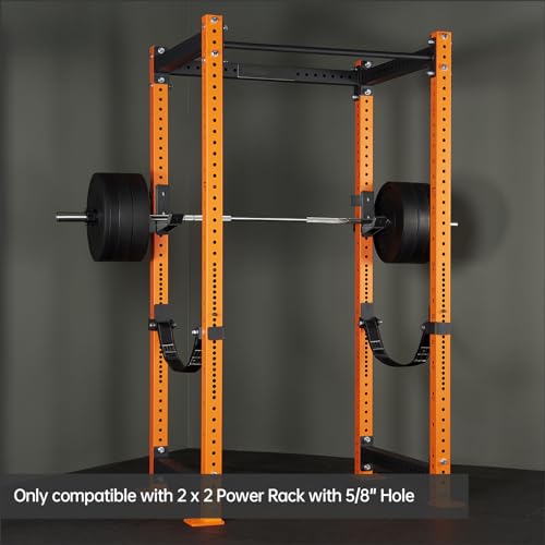 J Hooks for 2" x 2" Power Rack, Rubber Pad J-Hook for Power Cage, Bottom Reinforced Steel J Cups for Squat Rack, Heavy Duty Barbell Holder, Black - size: for 2"x2" Rack with " 1/2 Hole