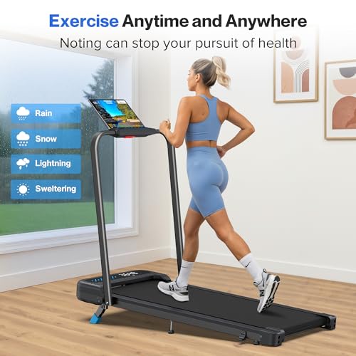 Cardirun Walking Pad with 10% Incline, 4 in 1 Foldable Walking Pad Treadmills with Handle Bar for Home Small Spaces, 3.0HP Portable Quiet Compact Under Desk Treadmill with Low Noise, APP, LED Display