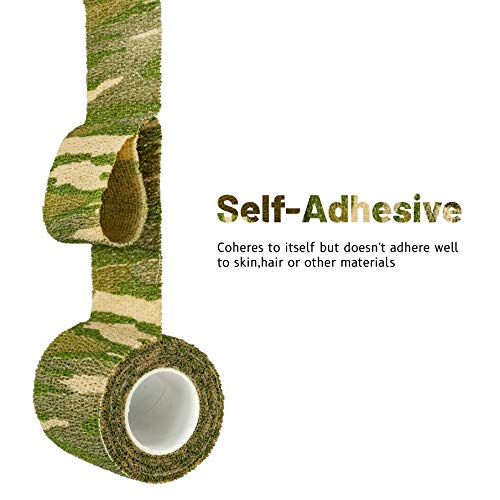 FRESINIDER 9 Rolls Self Adhesive Wrap Athletic Tape Gauze, Breathable Elastic Cohesive Bandage for Sports Injury & Pet (7 Pcs 2" x 5 Yards + 2 Pcs 1" X 5 Yards) (Forest Camo) - color: Forest Camo
