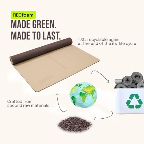 Gogokiwi Large Yoga Mat (6'x4') – 1/4" & 1/2" Thick Exercise Mats for Home Workout, Extra Wide Workout Mats for Home Gym, Yoga, Pilates, Stretching, Floor & More - color: Neutral Nature, size: Extra Cushion (1/2 Inch Thick)