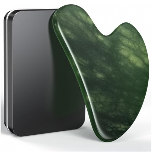 Jade Gua Sha Facial Tools, Guasha Tool for Face Acupuncture Therapy Trigger Point Treatment, Gua Sha Scraping Massage Tool - color: Green