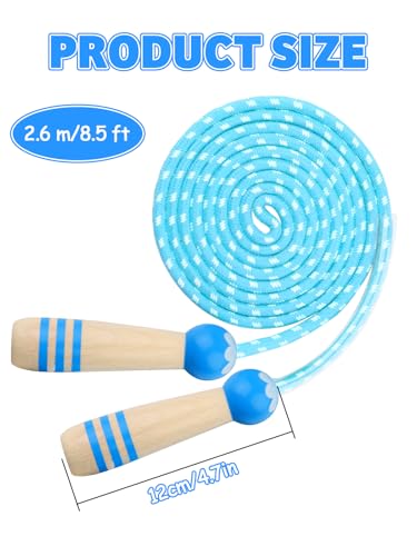 Jump Rope for Kids, Lorvain Adjustable Skipping Rope, Kids Jump Ropes with Wooden Handle for Girls Boys, Weighted Jumping Ropes for Fitness Workout Exercise Outdoor Fun Activity - color: Blue-1 Pc
