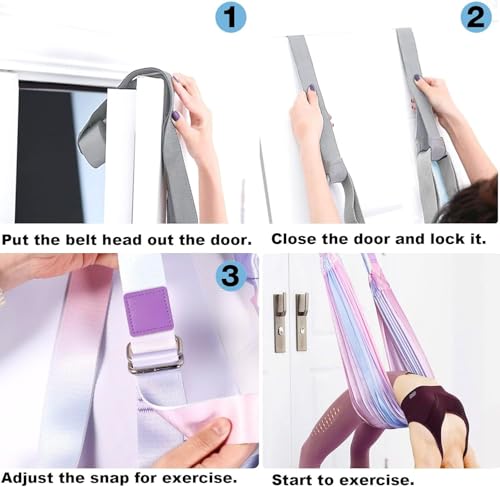 Leg Stretcher Strap - Yoga Stretching Strap,Yoga Door Swing,Backbend Training Rope with Door Anchor, Flexibility Trainer Stretching Equipment Assist Stretch Strap for Fitness Gymnastics Dance Aerial Ballet (purple) - color: colorful