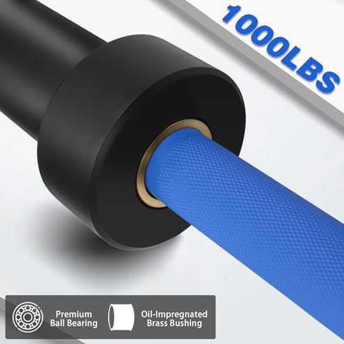 7ft Olympic Barbell for Strength Training, Olympic Weightlifting | 500 700 1000LBS Capacity, 2 Inch 45lb Weight Bar for Squat, Home Gym Fitness Equipment, Bench Press, Deadlift, Powerlifting - color: Blue-1000LBS
