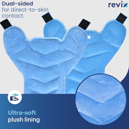 REVIX Large Ice Pack for Shoulder and Back with Straps, Reusable Full Back Ice Pack Wrap Cold Compression Therapy for Discomfort and Fatigue Relief, Post-Workout Recovery - color: Blue