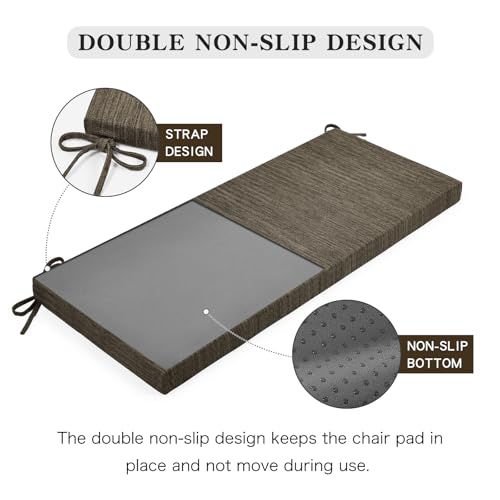 baibu 36 Inch Classic Solid Color Bench Cushion with Ties, Non-Slip Indoor Outdoor Rectangle Bench Seat Cushion Standard Size Foam Pad with Machine Washable Cover - One Pad Only (Brown, 36x15x1.5in) - color: Brown, size: 36x15x1.5 Inch (Pack of 1)