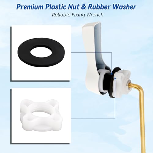 Hibbent Universal Front Mount Metal Toilet Handle Replacement Kit, Brass Toilet Tank Flush Lever with Stainless Steel Adjustable Flapper Chains for Most Toilets, White - color: White, style: Front Mount