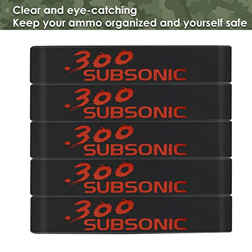 Aolamegs 5/10 Pack Magazine Bands - 5.56 Nato, 300 Blackout, 300 Subsonic, .223 Remington, .308 Winchester, 7.62x39 Magazine Marking Band, Durable Silicone Ammo Caliber Bands for Magazine Identification (2 Colors) - color: 300sub-blackred(5pcs)