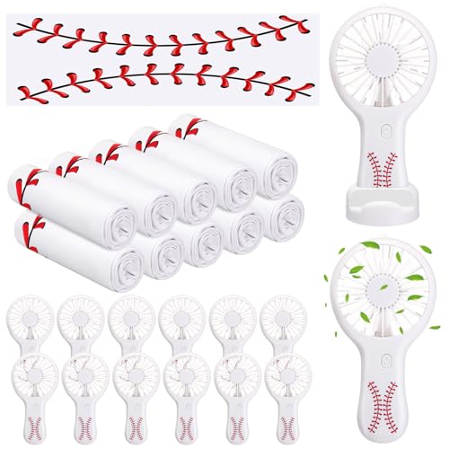Woanger 24 Pcs Baseball Cooling Towels and Fans Sets Mini Handheld Fans Bulk 3 Speeds USB Lash Towel for Sporting Baseball Gifts for Team Games Party Favor - style: Baseball