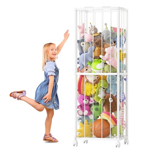 Stuffed Animal Storage Zoo Metal Toy Organizer 61x17x12.6in with Wheels - size: Large