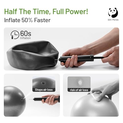 Slim Panda 9 Inch Pilates Ball - Anti-Burst Mini Yoga Ball with Needle Valve Pump - Small Exercise Core Ball for Barre, Stability & Physical Therapy - color: Black+Olive Green