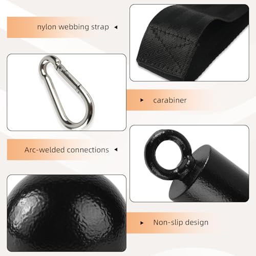 Non-Slip Iron Pull Up Grips and Cannonball Handles,3-Length Straps & Carabiners, Grip Strength Trainer for Pull-Up Bar, Dead Hangs, Forearm & Hand Training, Home Gym Gear - size: 48mm+70mm
