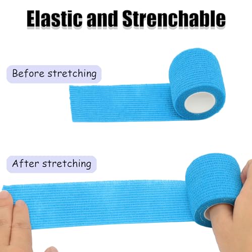 6 Pack 2 Inches Self Adhesive Bandage Wrap | Breathable Cohesive Bandage Elastic Tape for Pets, Athletic, Sports, Wrist, Knee, Ankle(5 Yards Per Roll, Light Blue) - color: Light Blue, size: 2 Inch