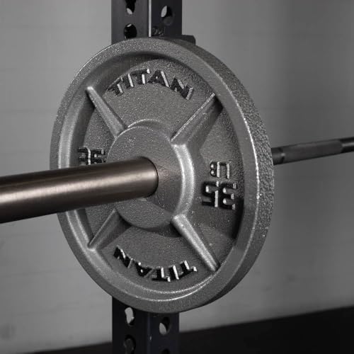 Titan Fitnes Cast Iron Olympic Plates, Classic Weight Plate Design, Hammer Finish - size: 35 LB Individual