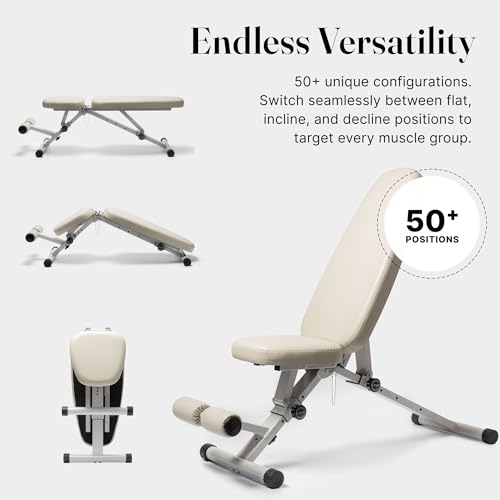 WeGym Fitness Bench, Adjustable, Collapsible, Comfortable, and Luxurious Home Gym Bench for Strength Training - color: Sandstone