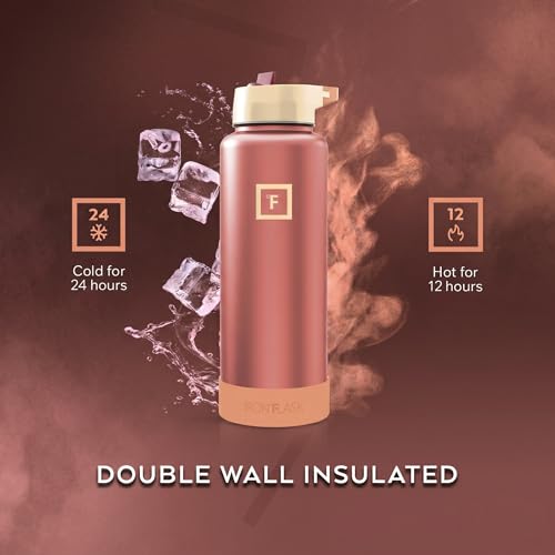 IRON °FLASK 40 oz Wide Mouth Water Bottle with Straw | Insulated Stainless Steel Sports Water Bottle with Leakproof Straw Lid - BPA Free, Cold 24 Hrs, Sweat Free (Dream Sunset) - color: Dream Sunset, style: Straw - 40 Oz (1 Lid)
