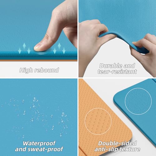Foldable Yoga Mat 75"x31.5"x0.24" - Extra Large Lightweight TPE Exercise Mat, Double Non-Slip for Pilates, Home Workouts & Outdoor Use - color: Blue-orange
