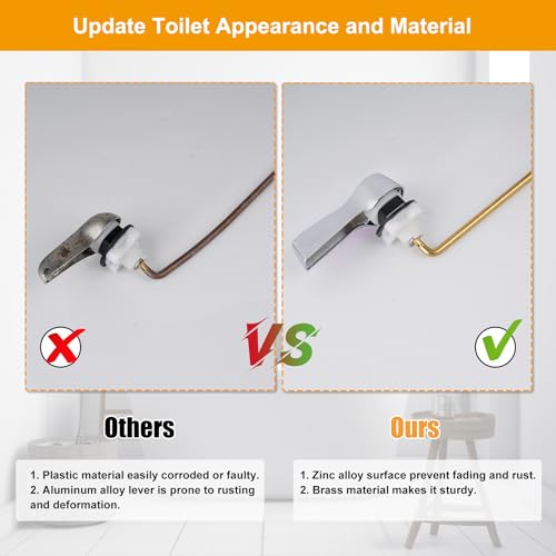 Hibbent Universal Metal Front Mount Toilet Handle Replacement Kit, Chrome | Toilet Bowl Flush Handle with Solid Brass Toilet Flush Tank Lever, Stainless Steel Flapper Chains for Most Toilet Tanks - color: Chrome, style: Upgraded Front Mount