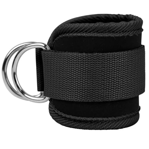 Ankle Strap Ankle Resistance Band Wrist Cuff Padded Strap Adjustable Fitness Glute Kickback D-Ring for Cable Machine Gym Foot Leg Training Brace Support 1 Pack - color: black
