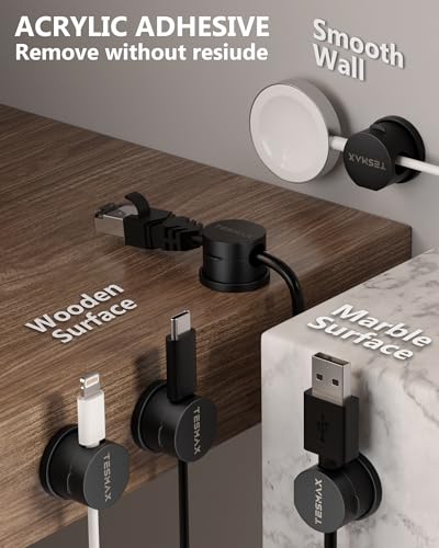 Magnetic Cord Holder 360°Rotation Cord Organizer, 6Pack Cable Clips [1s Lock] Adhesive Cable Management Desk Organizers and Accessories, Phone Charging Wire Holder for Nightstand,Car,Home Office - color: Black, size: 6 PACK