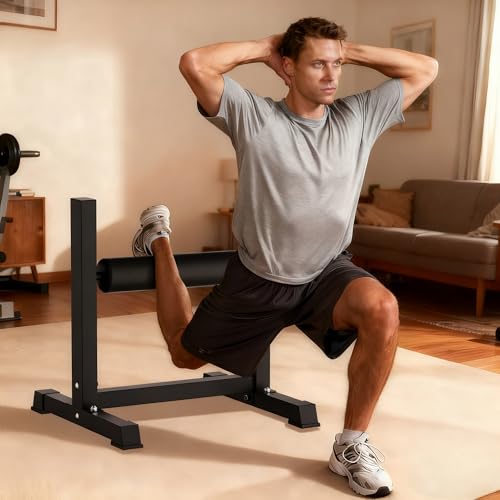 GarveeLife Bulgarian Split Squat Stand, 6-Level Adjustable Single Leg Squat Roller with 350 LBS Capacity, Thick Padding, Lower Body Specialty Machine for Home Gym, Leg Training, Black