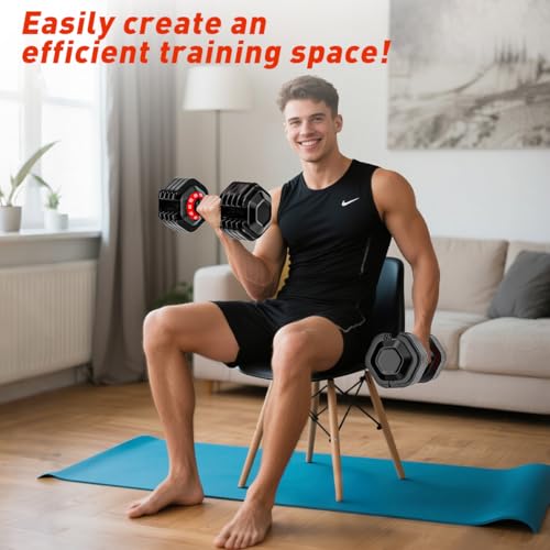 25/55lb Pair Adjustable Dumbbell Set, Adjustable Dumbbells Set of 2, 5 in 1/10 in 1 Free Weights Dumbbells Set with Anti-Slip Texture Handle, Weight Set For Home Gym Suit both Men and Women - color: Pro-10Weights-55LBS