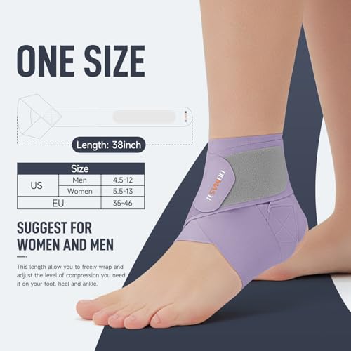Ultra Thin Ankle Wraps Ankle Brace for Men ＆ Women, Adjustable Ankle Straps for Arch, Sprained Foot, Tendinitis, Football, Basketball, Running（Violet, 2 Pack） - color: Violet, size: 2 Pack