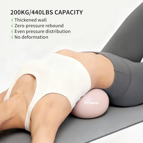 FITMIND_Pilates Ball 10 Inch Anti-Burst Slip Resistant Mini Yoga Ball for Fitness, Core Training, Physical Therapy, Balance, Stability, Stretching 200kg 440lbs Capacity - color: Pink