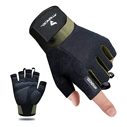 ATERCEL Workout Gloves for Men and Women, Exercise Gloves for Weight Lifting, Cycling, Gym, Training, Breathable and Snug fit - color: Green, size: Small