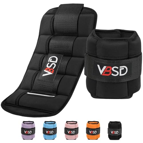 VBSD Adjustable Ankle Weights for Men Women, 2 4 6 8 10 lbs 1 Pair Leg Weight Straps, Weighted Ankle Weight Set with Removable Sandbags for Walking Running Yoga Physical Therapy Gym Home Workout - color: Black, size: 5LBx2