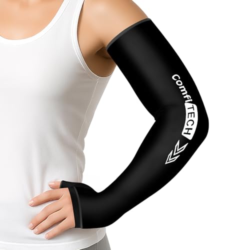 ComfiTECH Wrist and Arm Ice Pack Wrap for Athletes, Targeted Recovery for Pitchers, Golfers and Tennis Players, Features an Extended Sleeve Design with Cooling Flexible Gel for Arm, Elbow & Wrist, M - size: Medium