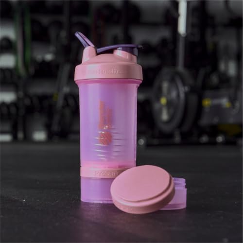BlenderBottle Shaker Bottle with Pill Organizer and Storage for Protein Powder, Classic V2 ProStak System, 22-Ounce, Pink - color: Pink